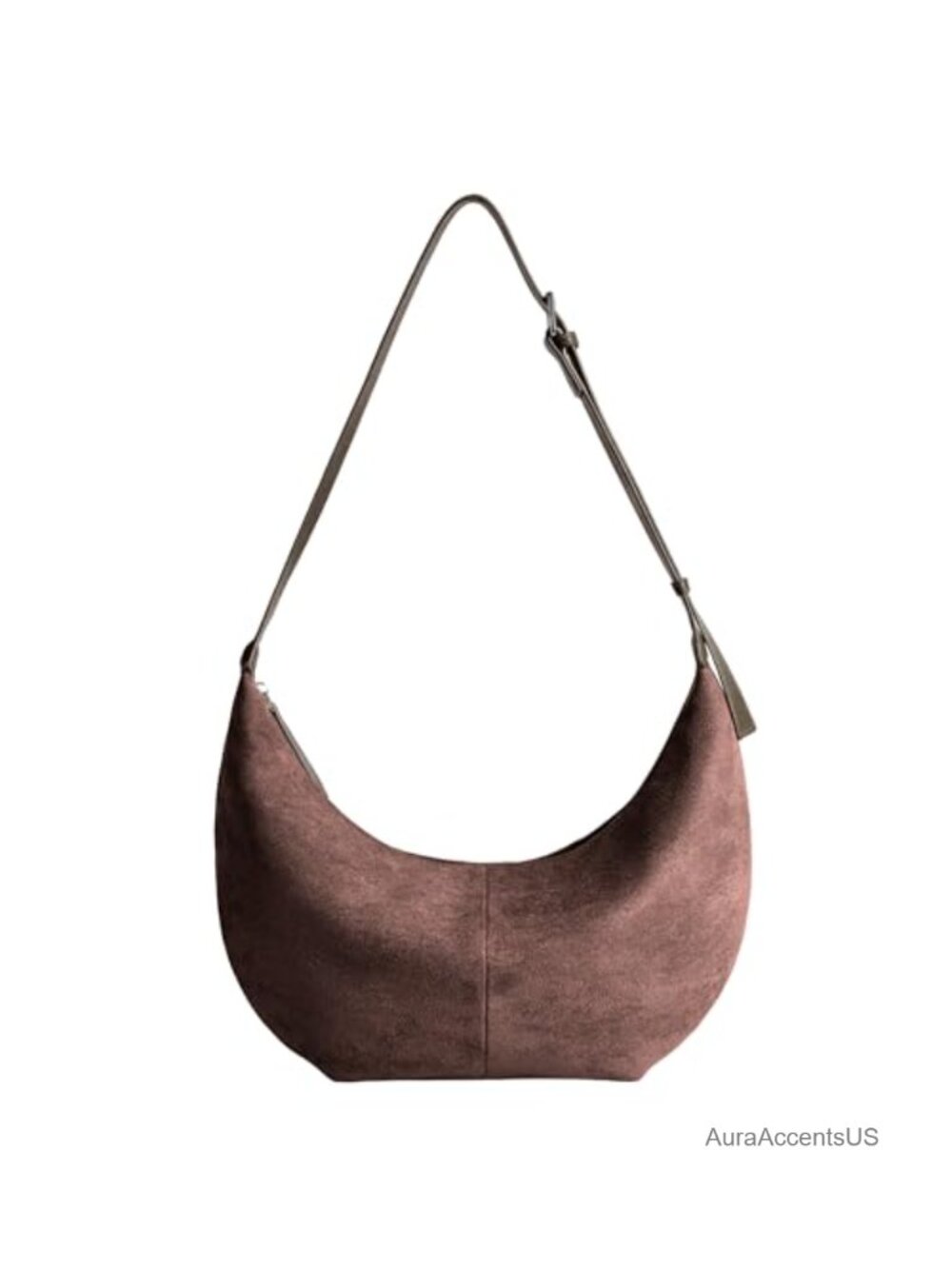 Faux Suede Crescent Crossbody Hobo Bag Adjustable Strap Women Purse